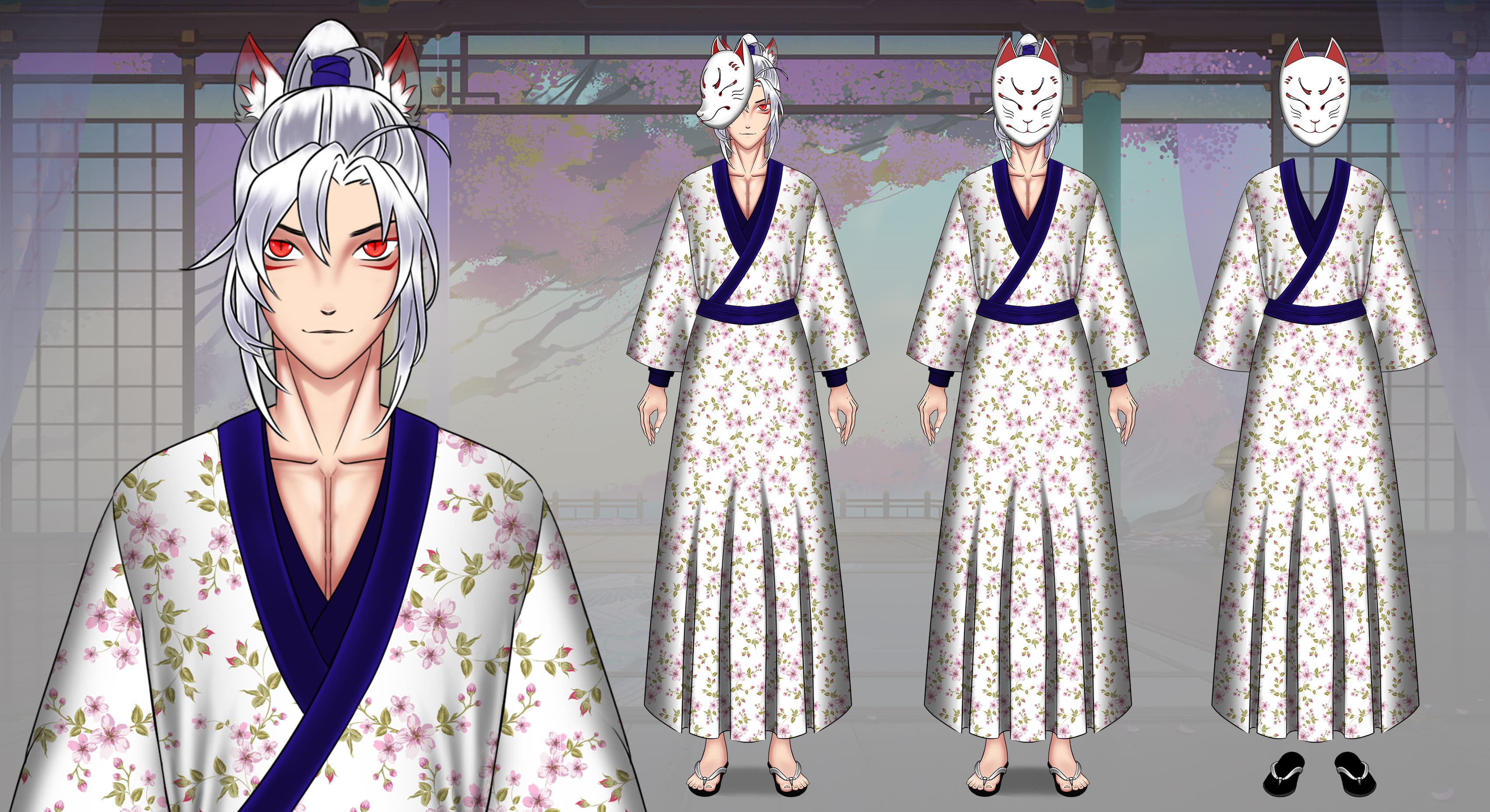 Digital characters featuring yakuza anime character sheet.