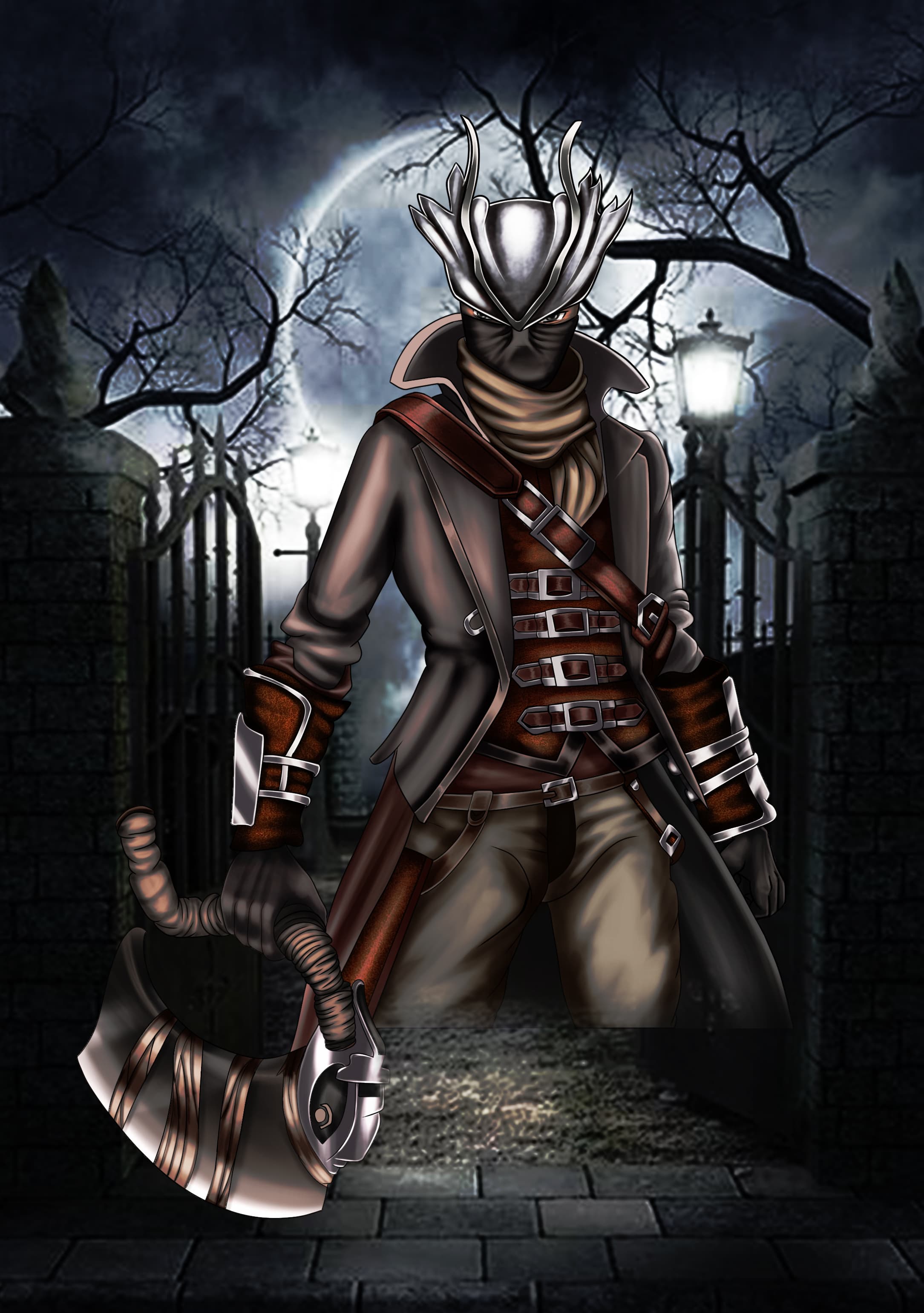 Digital illustration featuring mask warrior may tanveer.