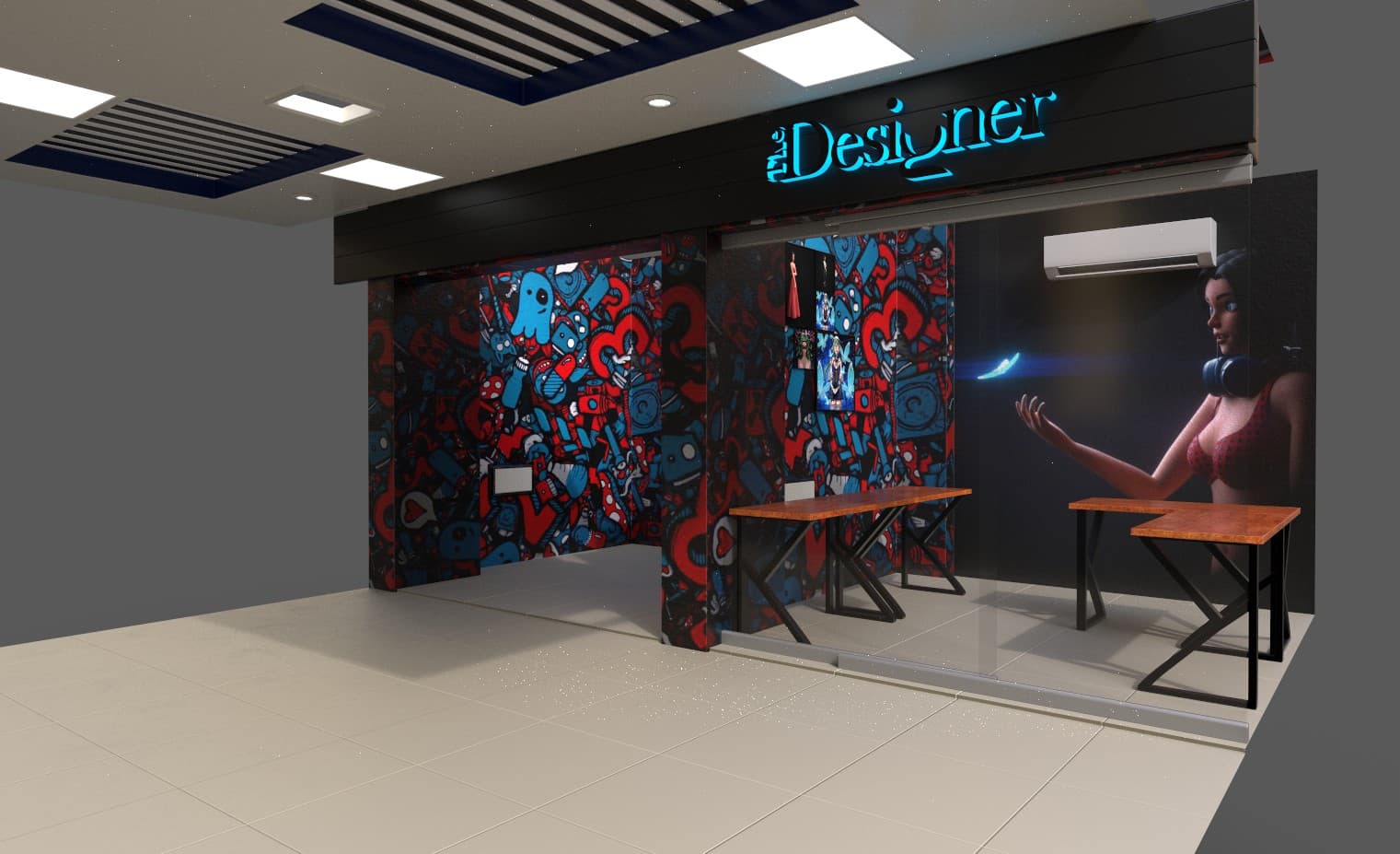 Digital 3d art featuring 3D exhibition interior visualization.