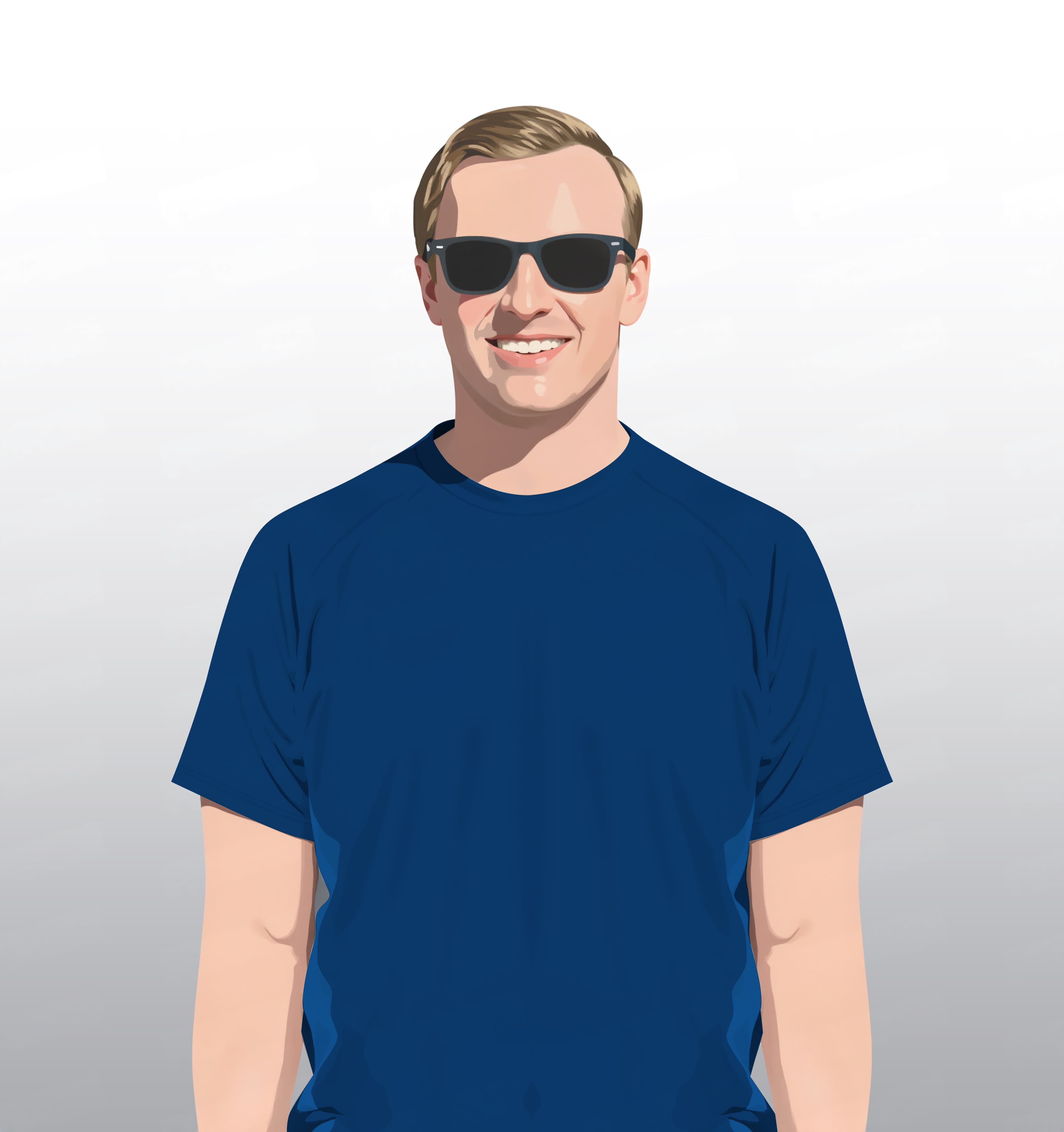 Digital characters featuring stylized male avatar portrait.