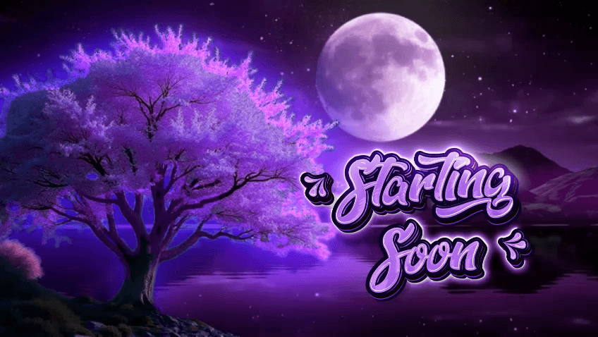 2D Animation portfolio piece featuring purple starting-soon stream screen.