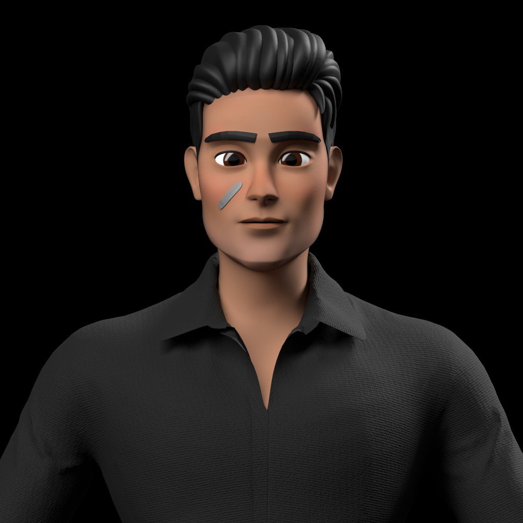 Digital 3d art featuring 3D male headshot.