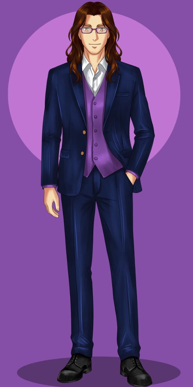 Digital characters featuring suited male character portrait.