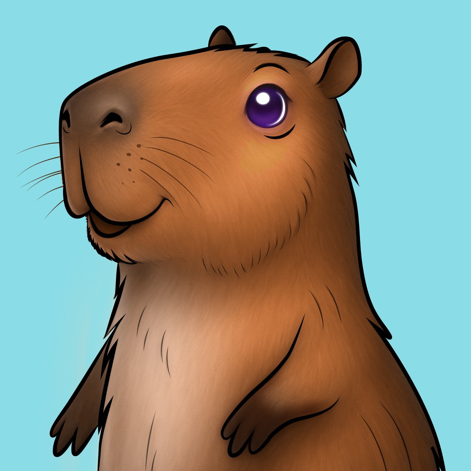 Digital illustration featuring capybara character illustration.