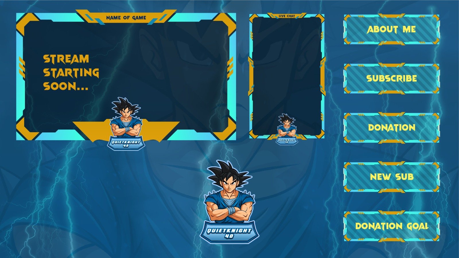 Digital creator packs featuring blue stream overlay layout.