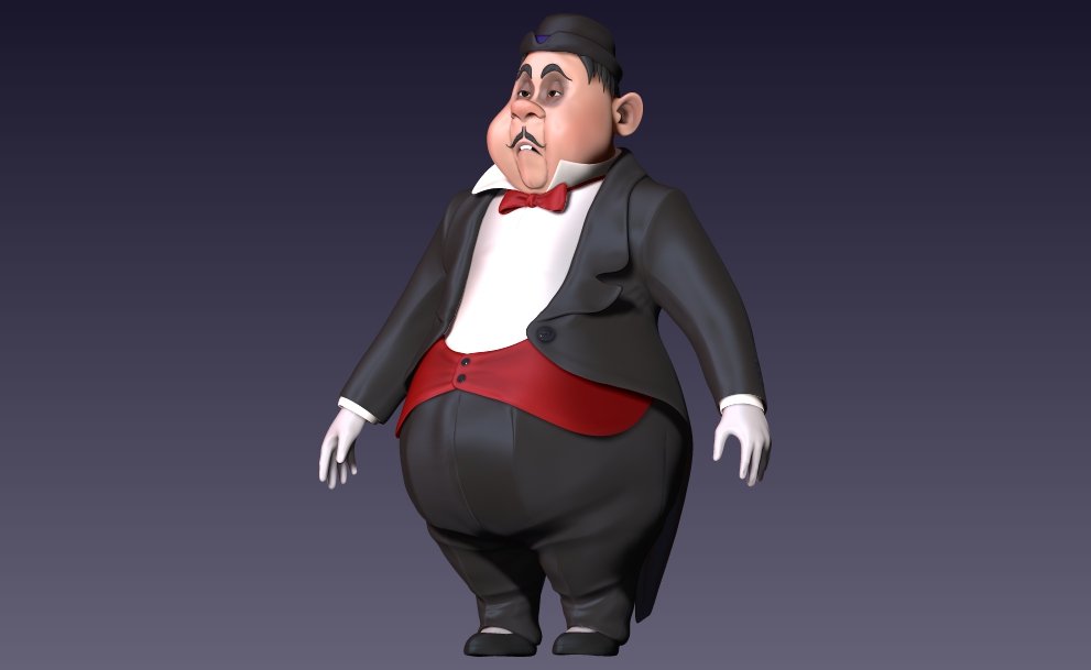 Digital 3d art featuring 3D tuxedo character.