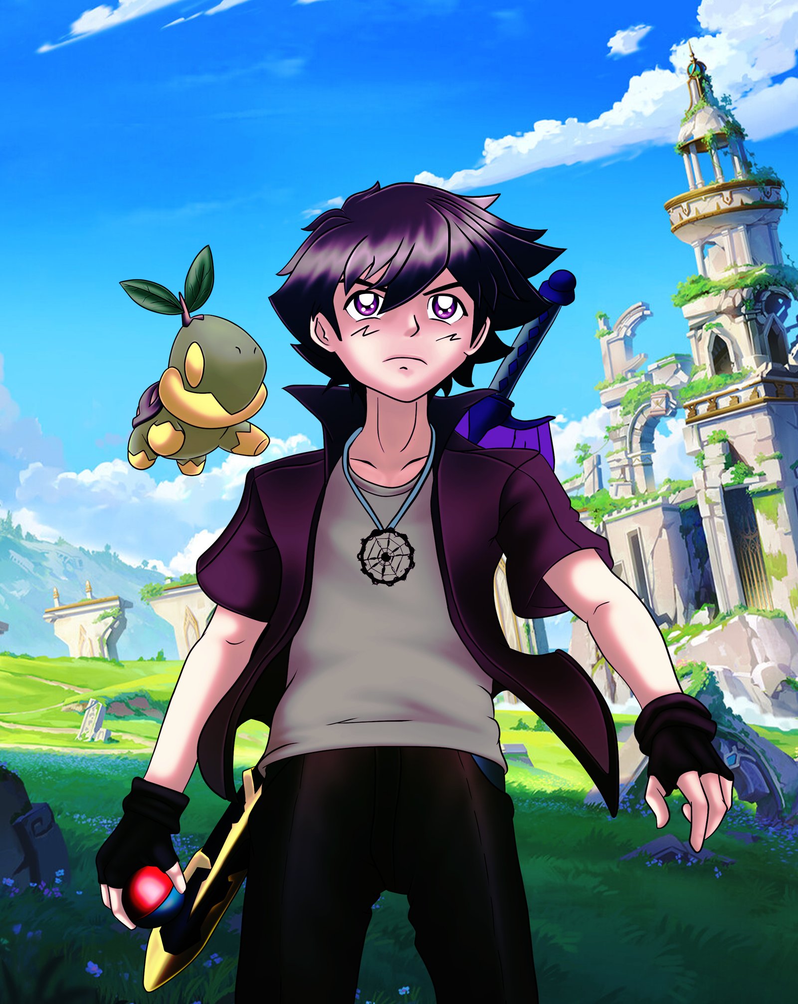 Digital characters featuring Pokémon trainer character.