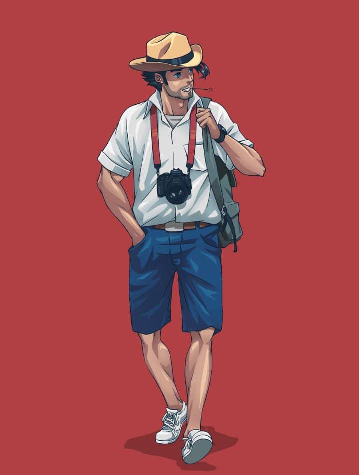 Digital illustration featuring stylized streetwear character.