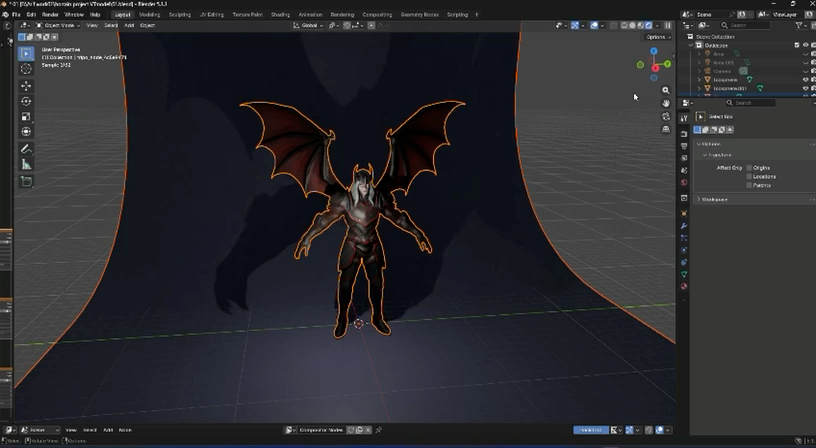 Illustration portfolio piece showing a character illustration taking shape in a dark scene.