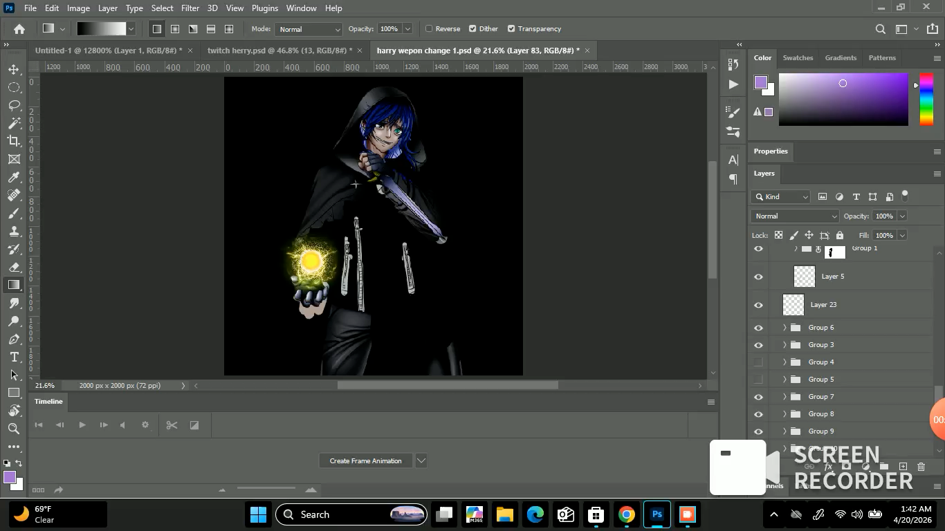 Illustration portfolio piece: screen-recorded process footage of digital art software in use.