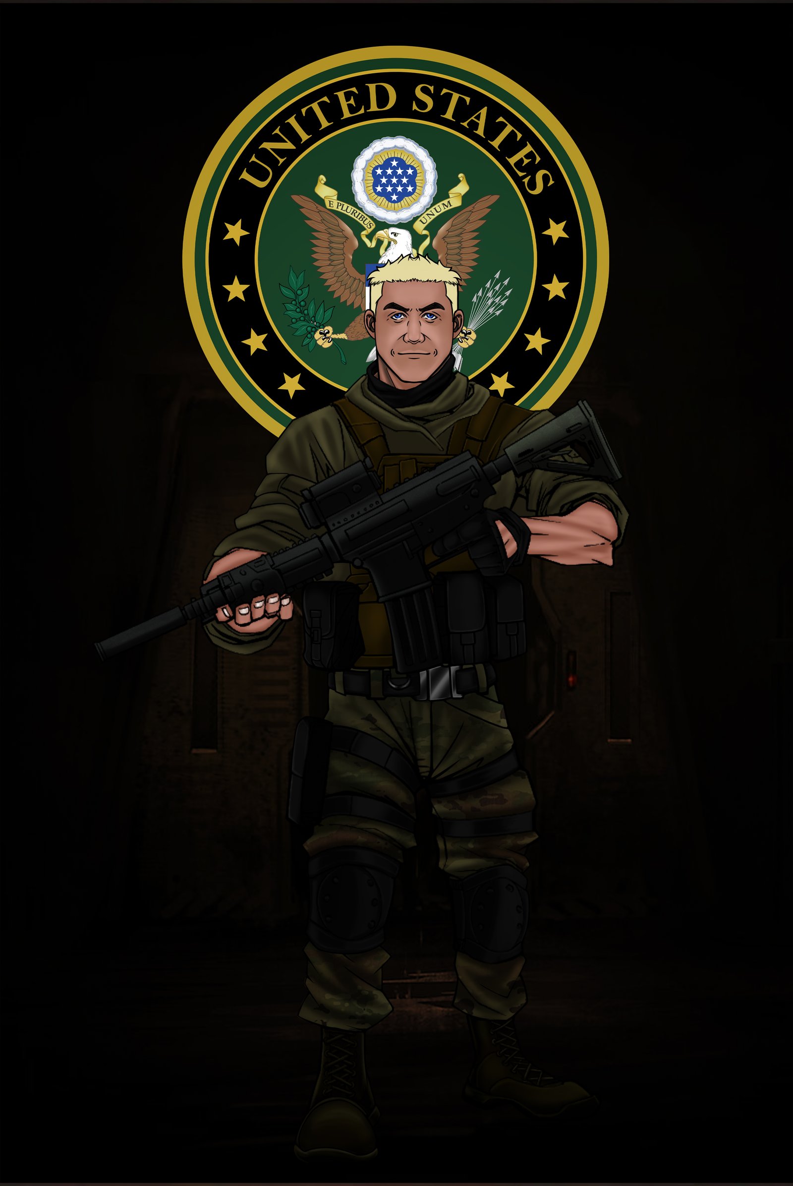 Digital illustration featuring us army may.