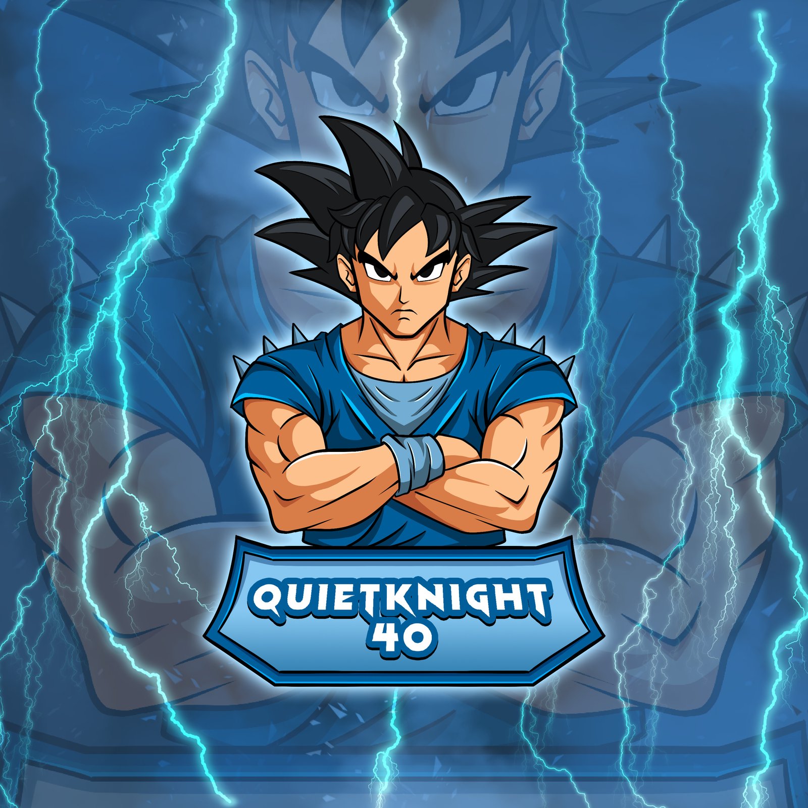 Fan art Dragon Ball-style Super Saiyan fighter, Quietknight40 wordmark