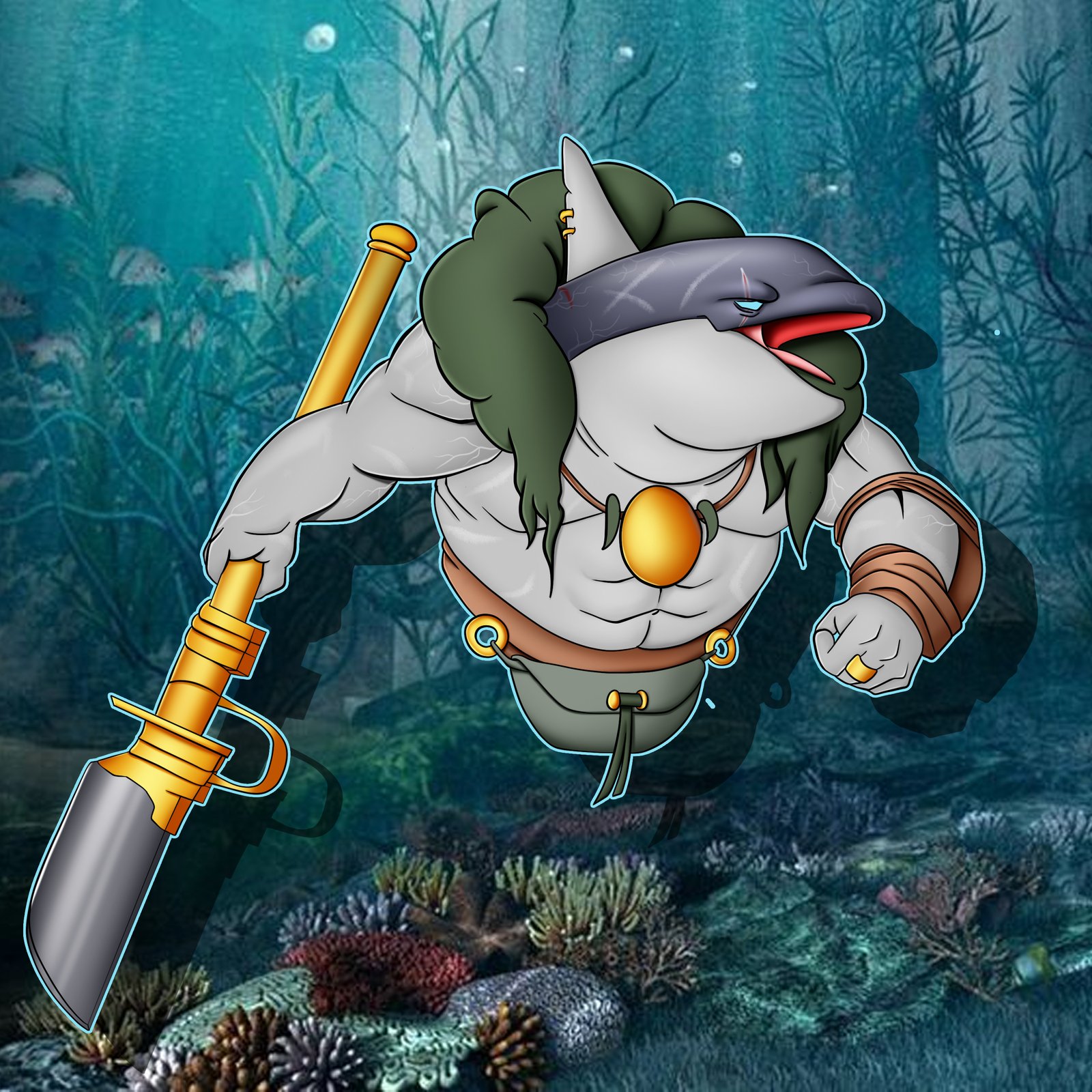 Digital characters featuring dolphain.