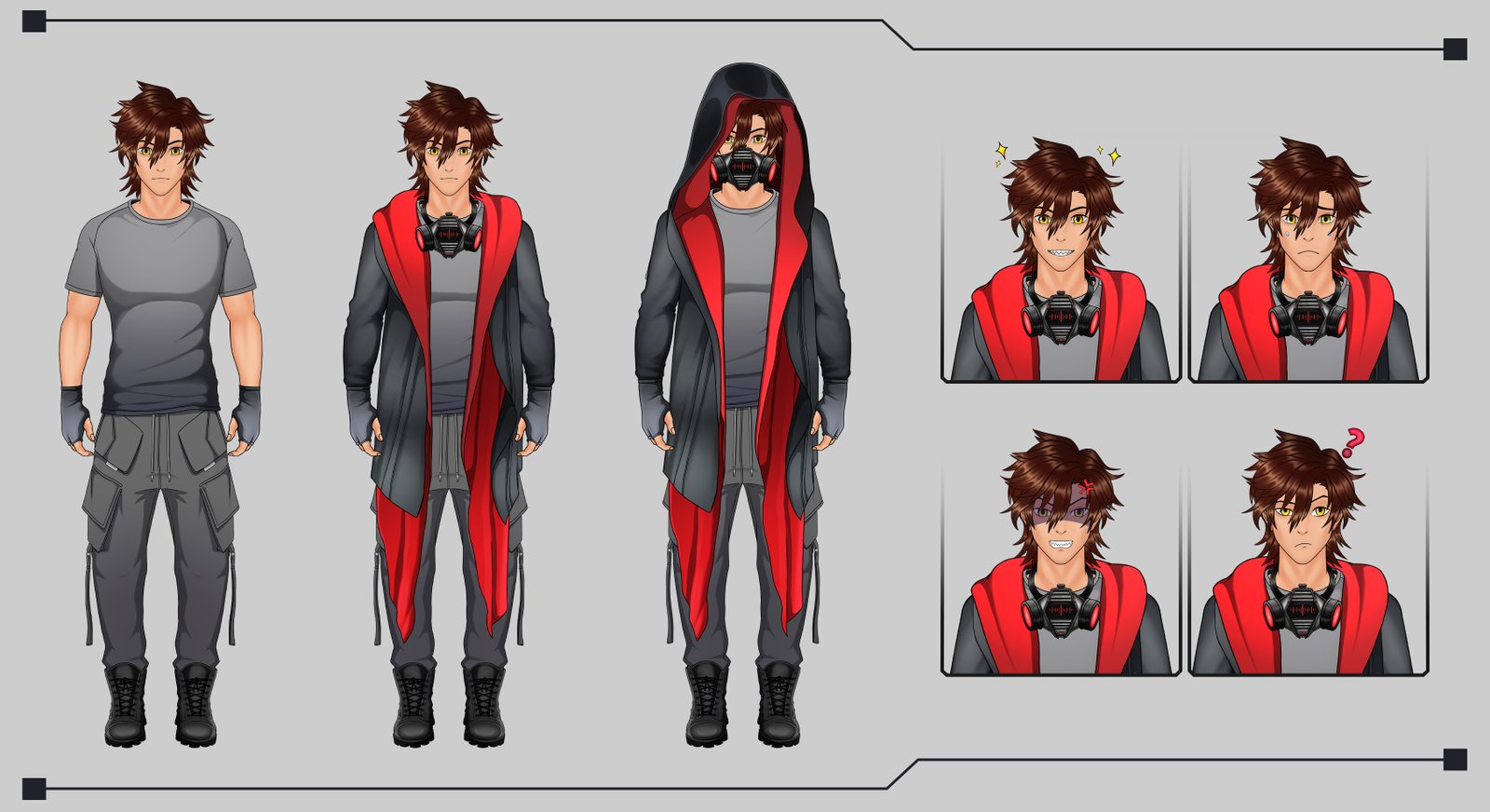 Digital 3d art featuring 3D red and black character turnaround.