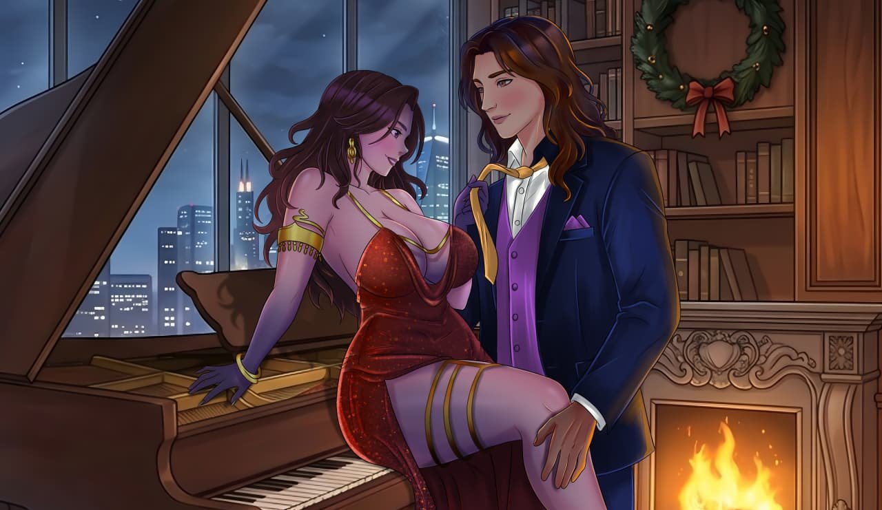 Digital characters featuring two women interior portrait.