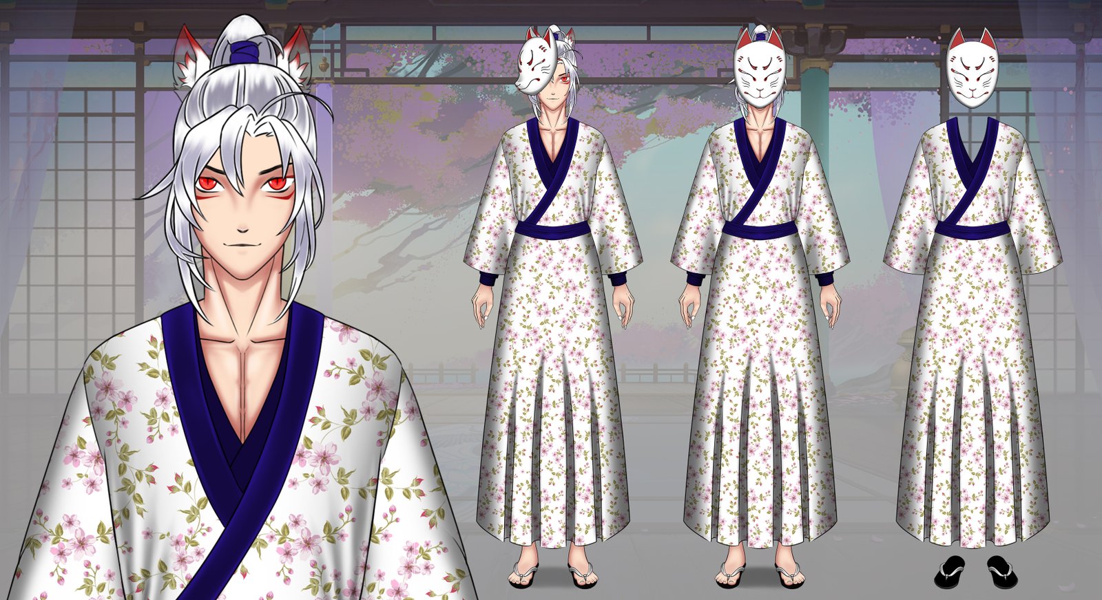 Digital characters featuring yakuza anime character sheet.