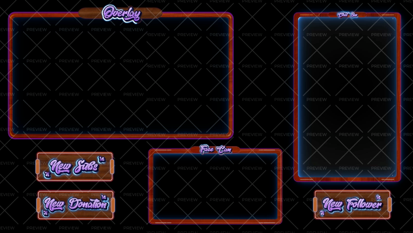 Digital creator packs featuring multi-panel stream overlay.
