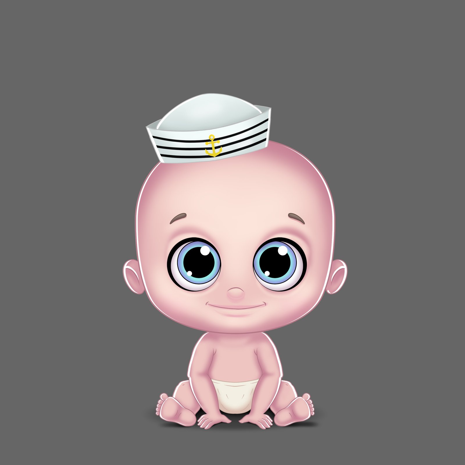 Digital 3d art featuring 3D baby character in sailor outfit.