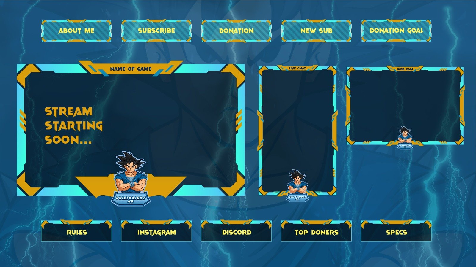 Digital creator packs featuring blue stream overlay layout.
