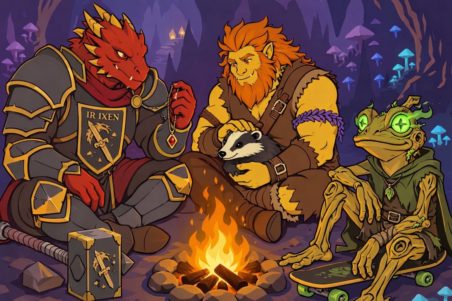 Digital illustration featuring fantasy gaming party illustration.