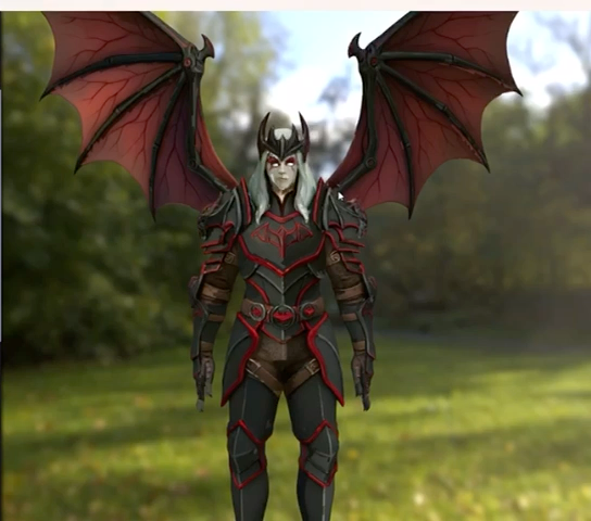 3D Artwork portfolio piece featuring a red winged demon character render.