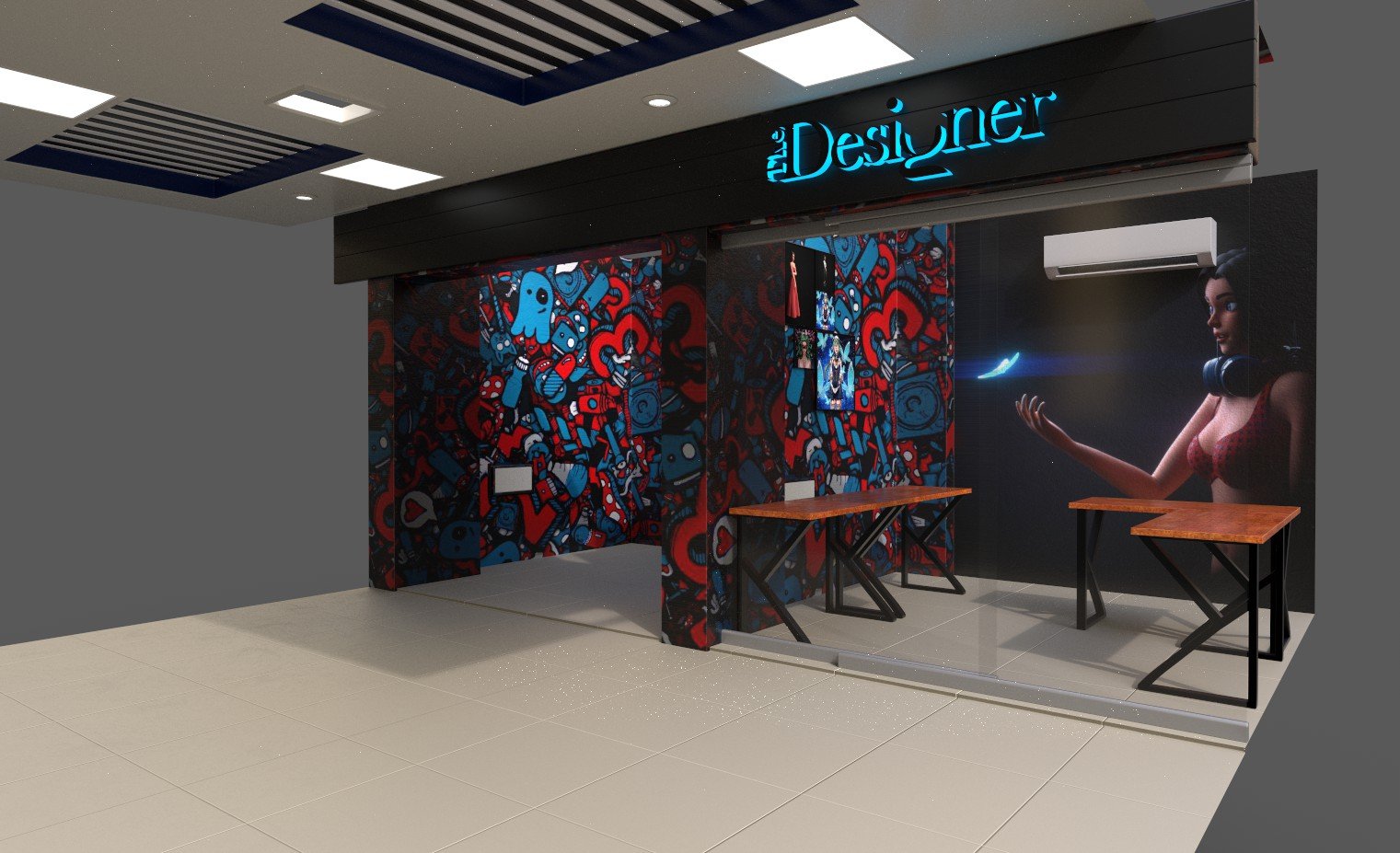 Digital 3d art featuring 3D exhibition interior visualization.