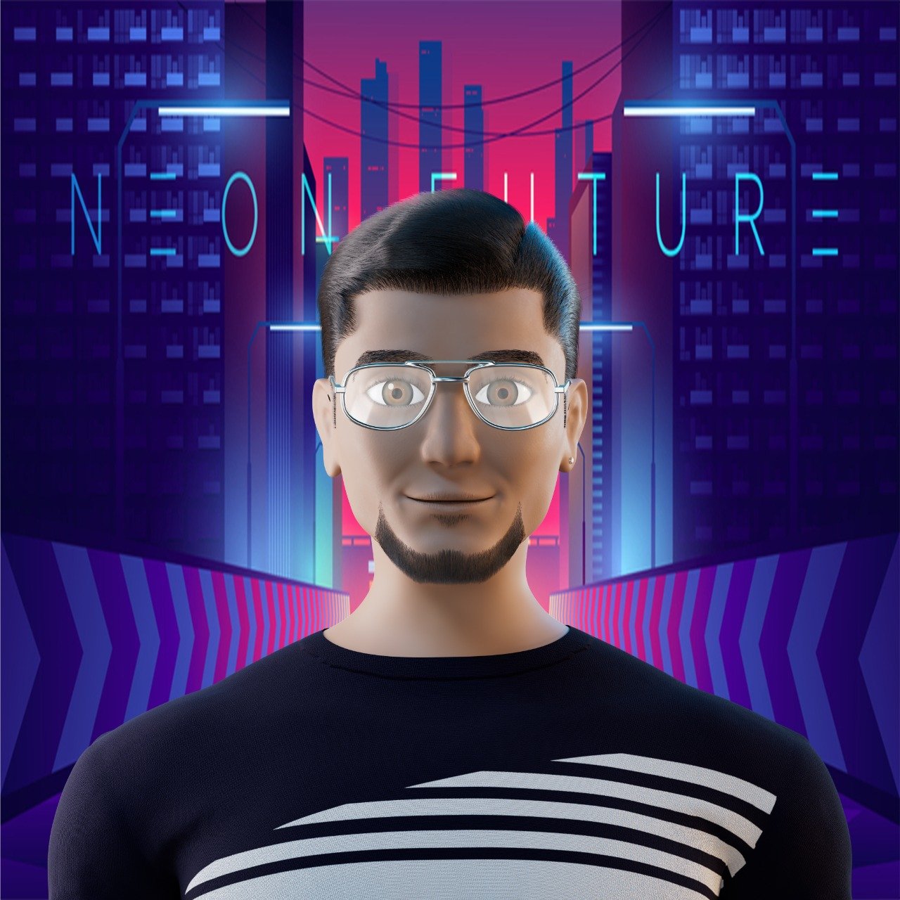 Digital 3d art featuring 3D futuristic male portrait.