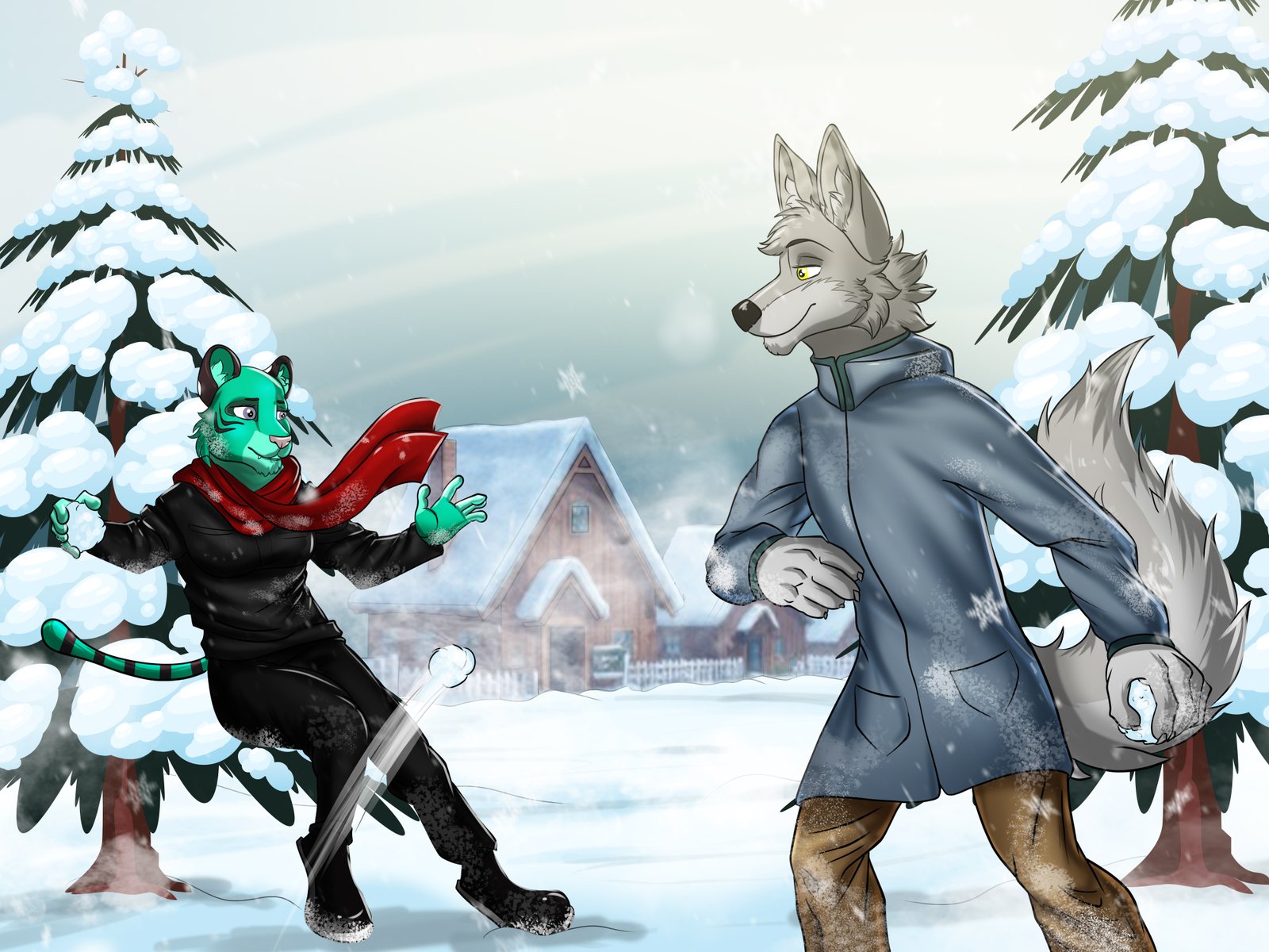 Digital characters featuring furry snow own.