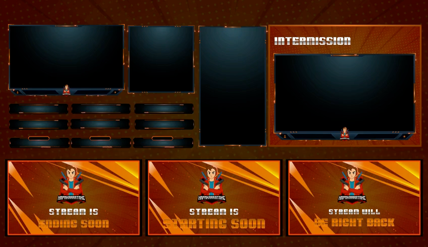 2D Animation portfolio piece featuring orange intermission stream layout.