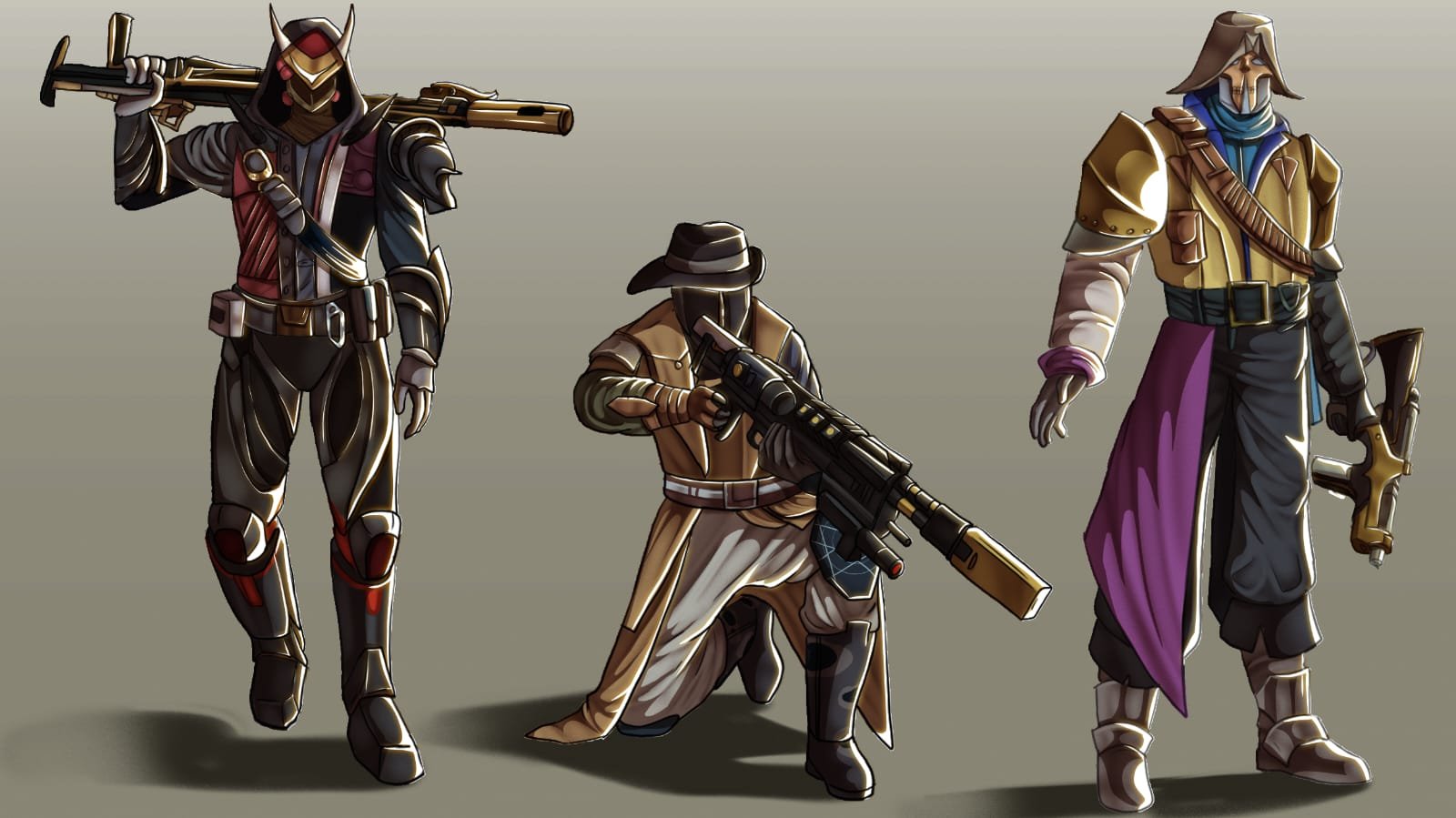 Digital characters featuring character reference sheet.