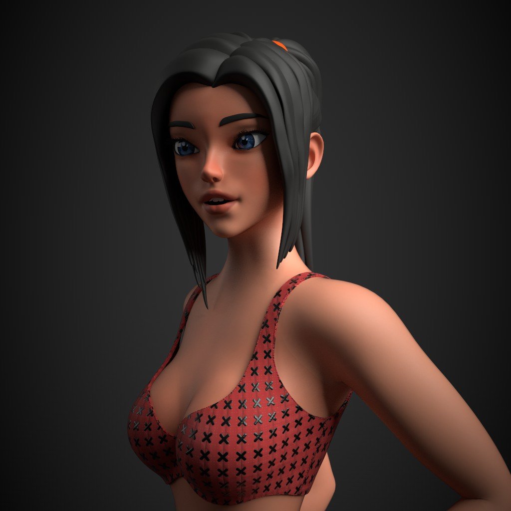 Digital 3d art featuring 3D female portrait.