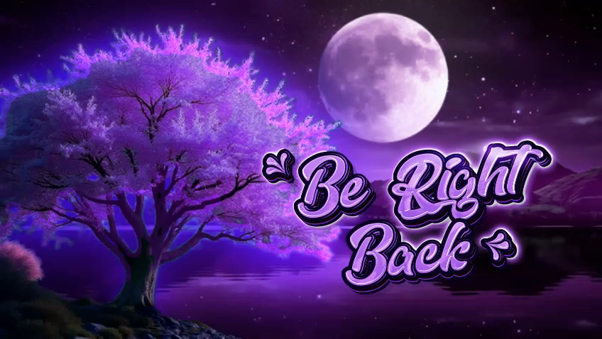 Digital creator packs featuring purple be-right-back stream screen.