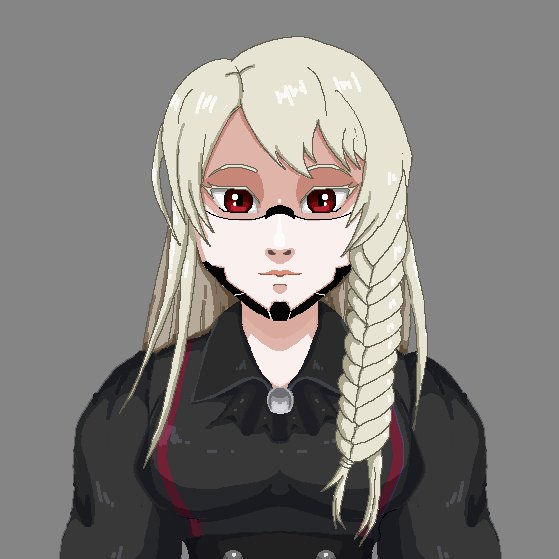 Digital illustration featuring pixel girl.