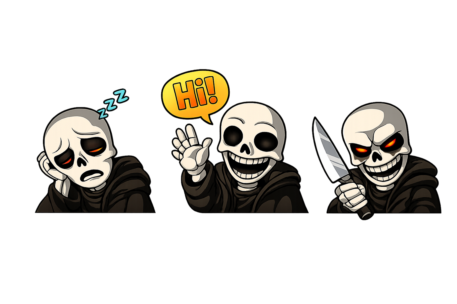 Digital creator packs featuring skull character emote set.