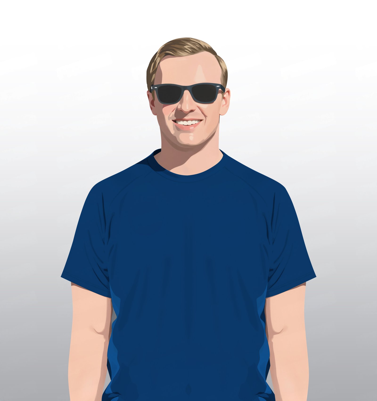 Digital characters featuring stylized male avatar portrait.