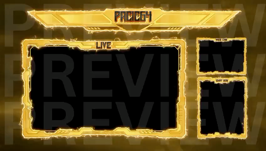 Digital creator packs featuring gold stream stinger transition.