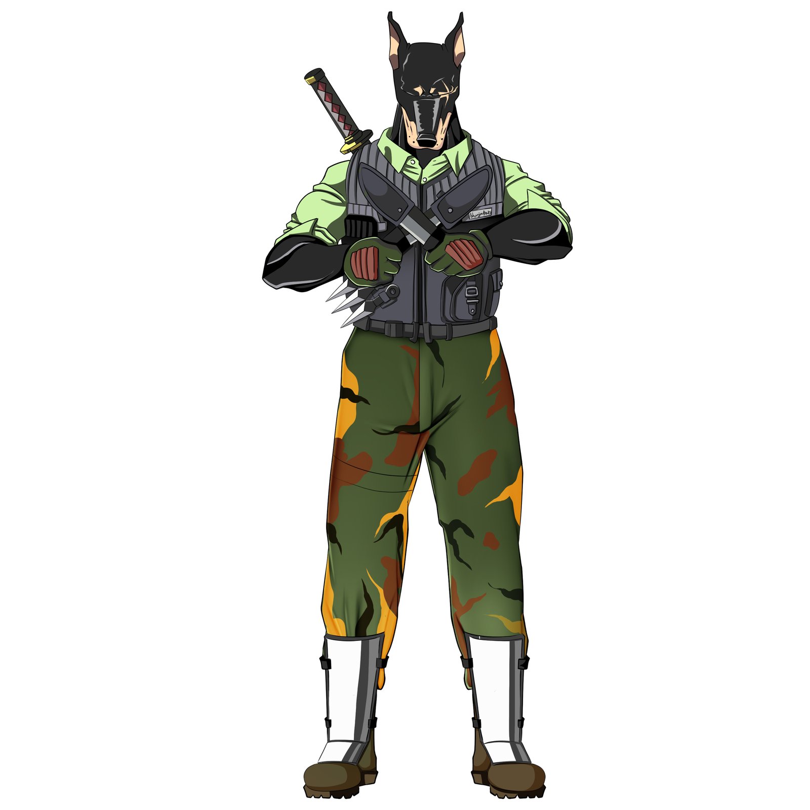 Digital characters featuring dog next.